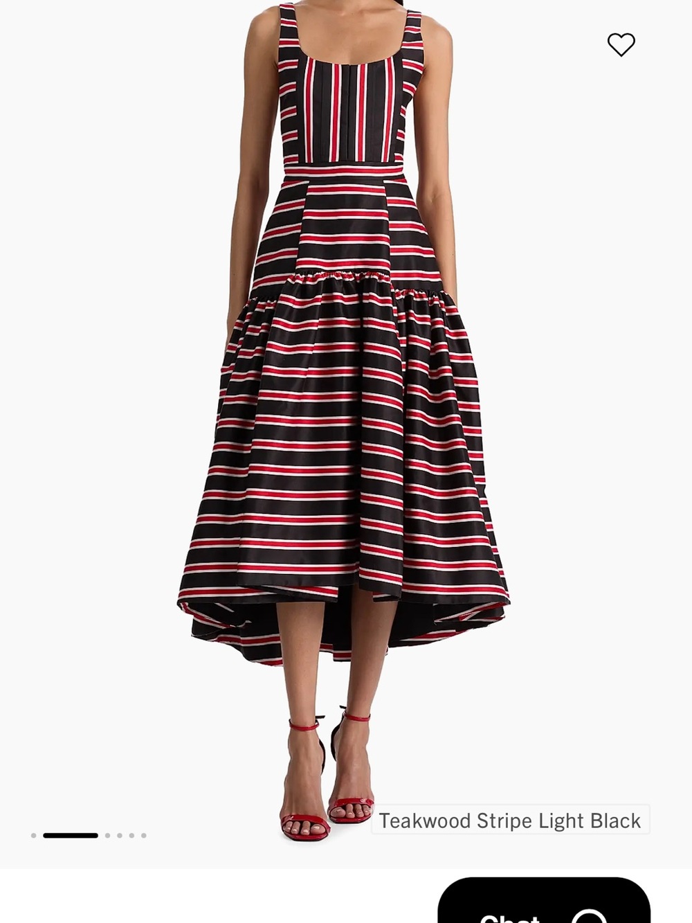 Alice + Olivia Black, Red and White Striped High-Low Midi Skirt